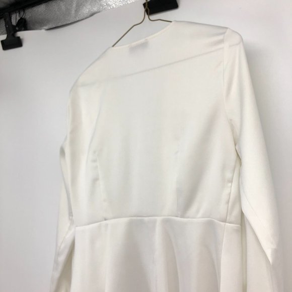 TopShop white button down peplum blouse collared sleeves size 6 - Picture 9 of 15